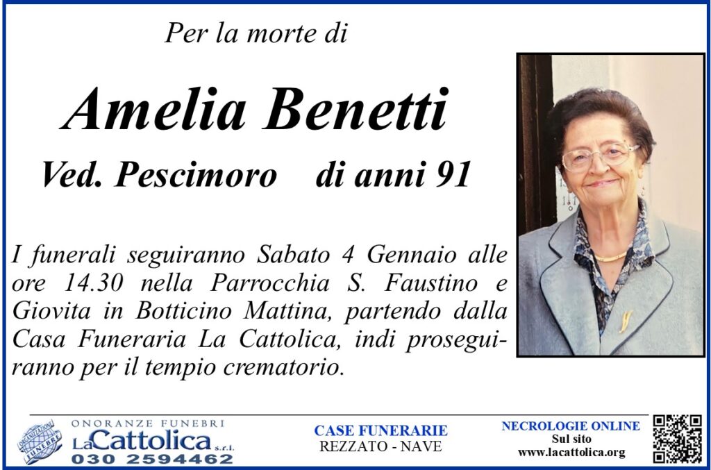 Amelia Benetti Ved Pescimoro La Cattolica Onoranze Funebri